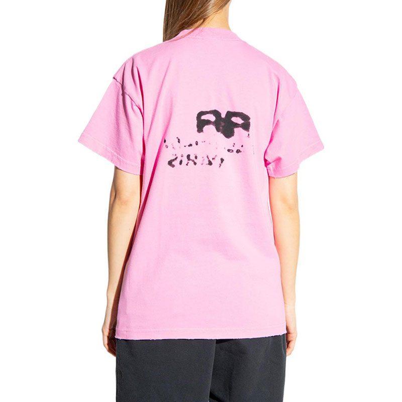 Balenciaga T-Shirt Damen Rosa Lockerer Schnitt 612965TNVN41401