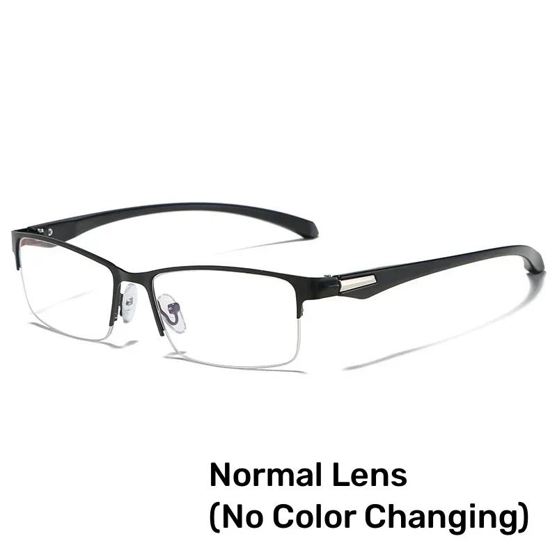 

Anti-Blue Light Photochromic Far Sight Glasses Business Metal Half Frame Reading Glasses Men High-Definition Presbyopia Glasses 1.0