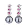 2024 new imitation natural pearl earrings micro-inlaid colored zirconium earrings white shell earrings red corundum fritillary pearl earrings