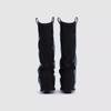 Pointed pleated high-heeled piled boots women's autumn and winter new thick-heeled boots but knee-high cowboy boots