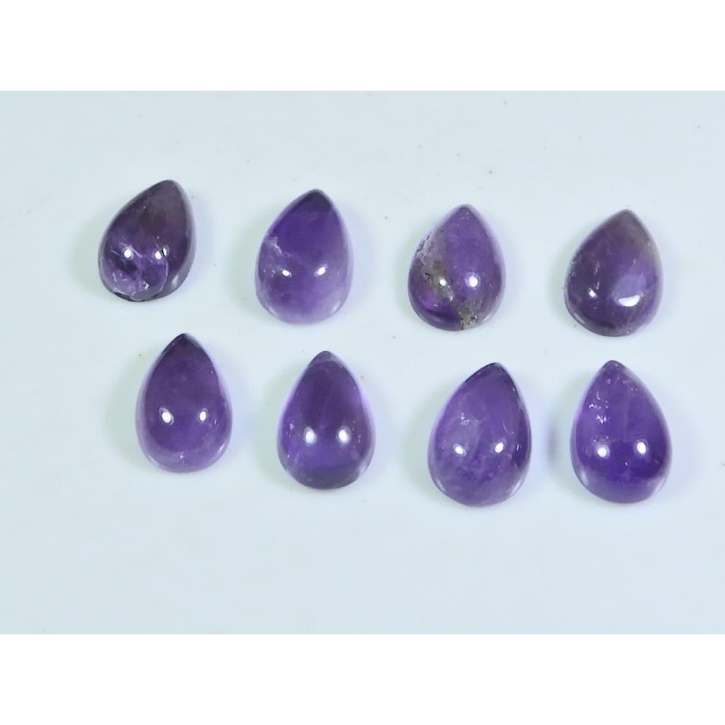 8X12MM Natural Amethst Ring Size Pear Cabochon Loose Gemstone 8Pcs Lot 27Cts A-432