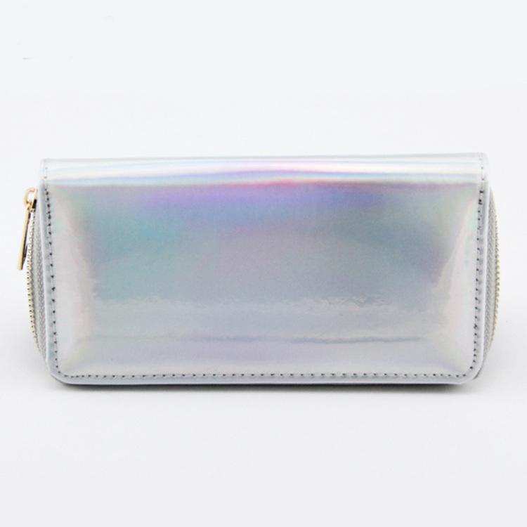 

eTya Модный женский лазерный длинный кошелек из искусственной кожи, держатель для денег, монет, карт, телефона, карман, клатч на молнии, кошельки, сумка, чехол серебряный