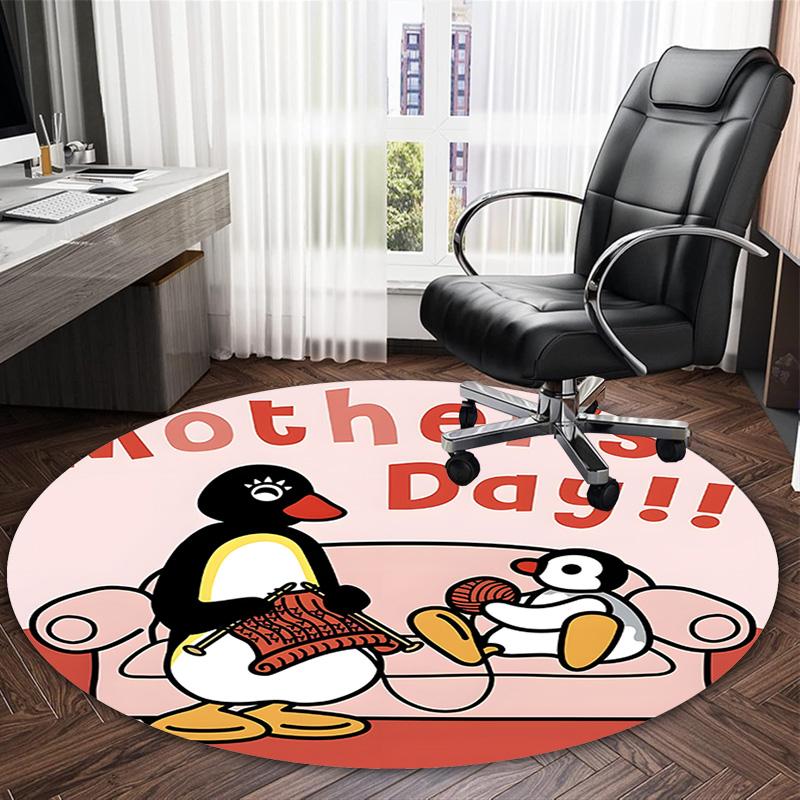1pc Pingu2 Carpet, Round Rug, Comfortable, Suitable for Entryways, Living Rooms, Office, And Bedrooms, Christmas Decoration