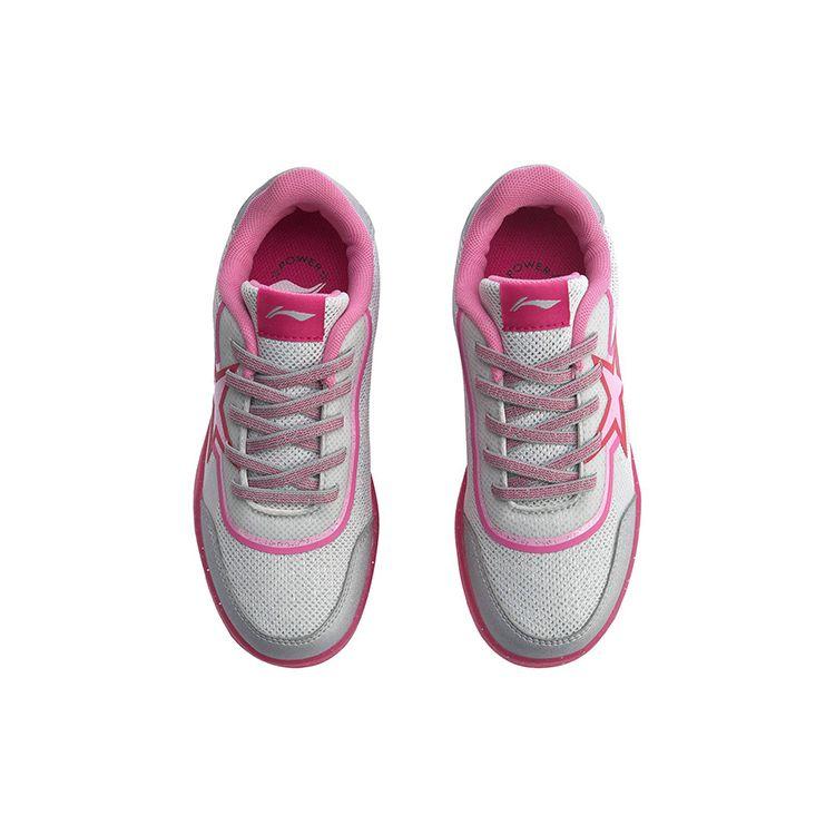 LiNing Color Block Fun Non-Slip Wear-Resistant Lightweight Breathable Low-Top Kids Skate Shoes Kids Sneaker Silver Pink YKCQ176-2