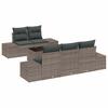 Garden Sofa Set with Cushions and Storage 6 Pcs Grey Poly Rattan