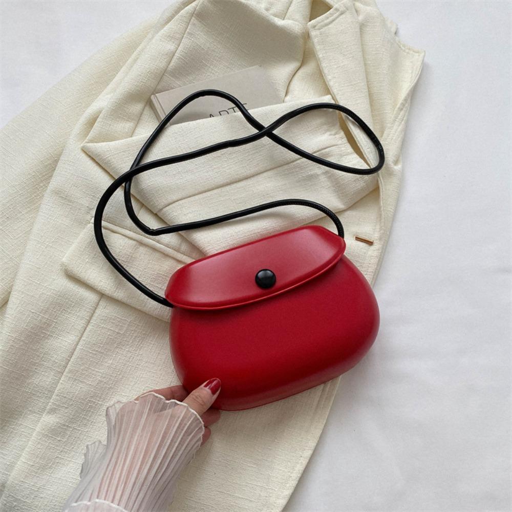 PU Leather Candy Color Shell Bag Korean Style Versatile Saddle Bag Flap Crossbody Bags  Girls