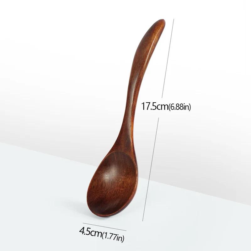 

Деревянная ложка для супа, кухонные принадлежности для бара, деревянная для меда, питья кофе, многоразовая коричневая ручка для еды, смешивания, размешивания, приготовления пищи