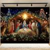 1pc Large Nativity Scene Peach Skin Tapestry Polyester Tapestry for Living Room Bedroom Office Wall Hanging Home Decor Room De