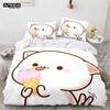 Lovely Peach Cat Bedding Set Cartoon Cute Bed Set Double Queen King Twin Full Size Duvet Cover Set Kids Girls Duvet Cover Gifts