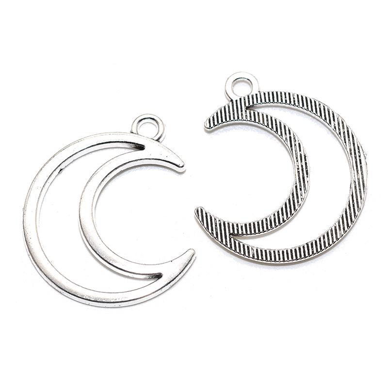 Retro Alloy Antique Silver Filigree Sun & Moon Jewelry Pendants - Necklaces & Earrings