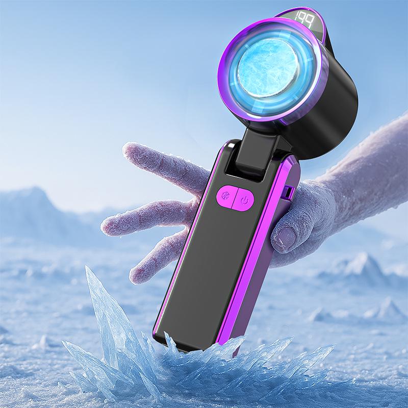 2026 Portable Mini Handheld Fan with Digital Display, USB Charging, Neck Hanging, Desktop Cooling 165x67x45mm