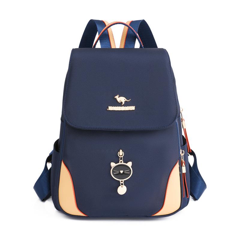 

Женские модные универсальные нейлоновые рюкзаки, водонепроницаемые женские простые школьные сумки большой вместимости, женские рюкзаки для отдыха и путешествий темно-синий