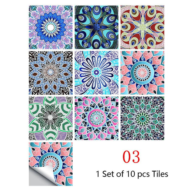 10 pezzi Adesivo da bagno Adesivo da parete Adesivo per piastrelle impermeabile Decalcomanie per piastrelle a forma di fiore Decorazione per la casa