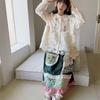 Retro Forest Corduroy Irregular Patchwork Embroidered Lace Midi Skirt - Fleece-Lined for Autumn & Winter