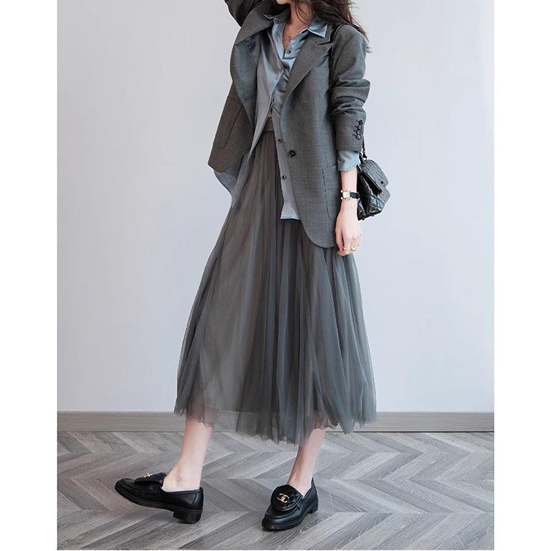 2025 Women's Casual Wool Double Pocket Silhouette Suit Jacket for Spring and Autumn