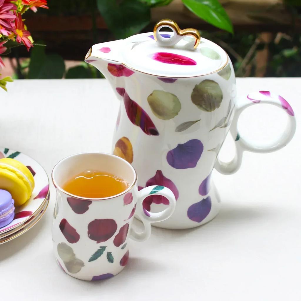 European Ceramic Coffee Pot Ceramic Cup Flower Teapot Set 1 Pot 4 Cups Saucer Afternoon Tea Set Red Tea Cup Gift