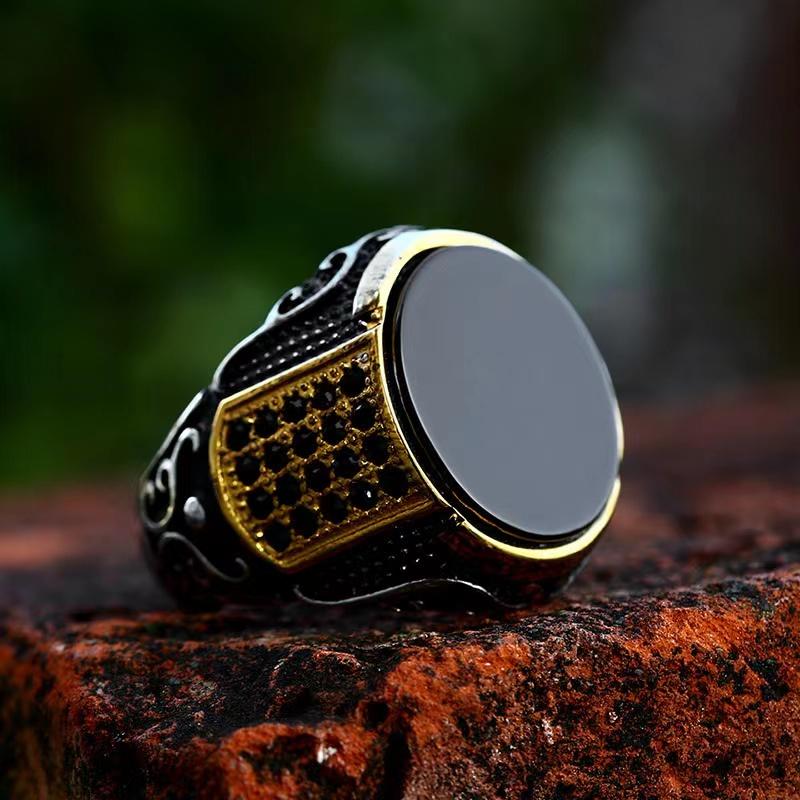

BEIER 2022 New Arrival Stainless Steel Cubic Zirconia Ring For Men Antique Natural Stone Gift Mythology Party Jewelry Wholesale 13