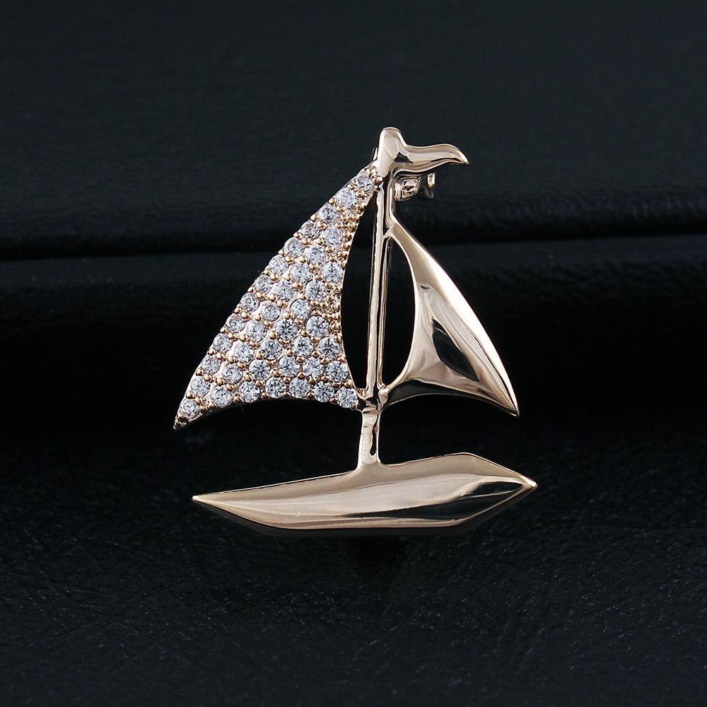 

Fashion Sailboat Unisex Brooch with Zircon - Light Luxury Corsage Accessory