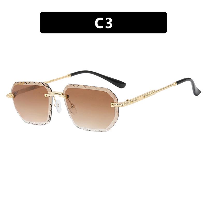 Frameless Square Small Women's Metal Sunglasses - European & American Trendy Street Style