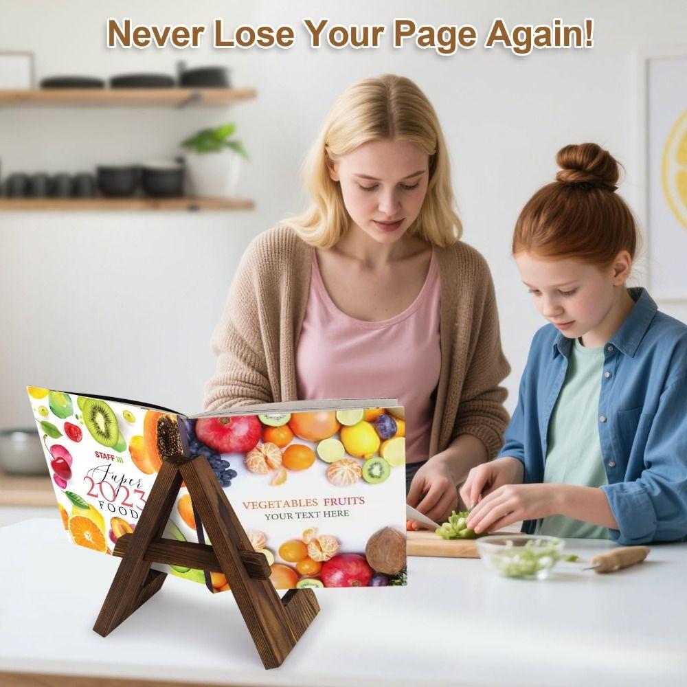 Nuovo Supporto in Legno per Libri di Cucina Regolabile Multifunzionale Porta Ricettario Risparmio di Spazio Supporto per Libri di Cucina per Cucina Domestica