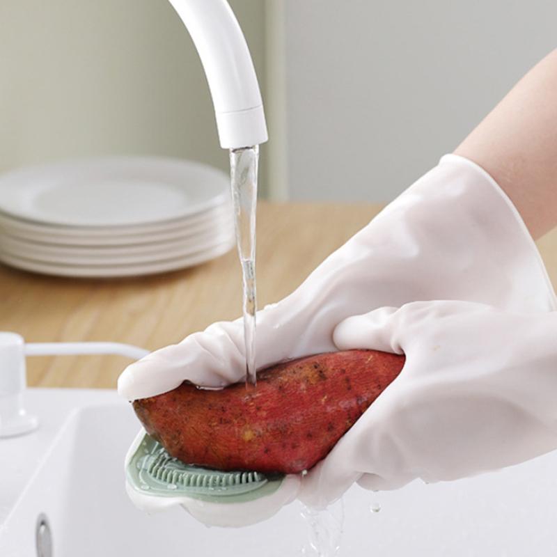 1Pair Dishwashing Gloves Decontamination Clean Non-Slip Heat Insulation Non-Hot Gloves Dishware Vegetable Fruit Cleaning Gloves