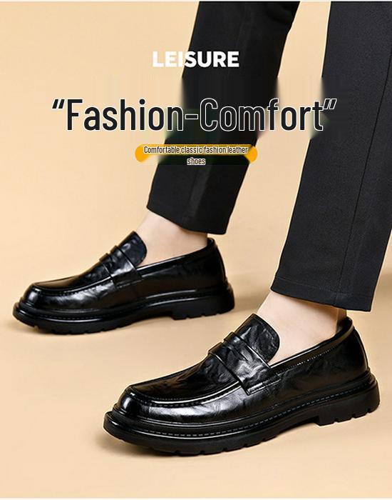 Herren Echtleder Slipper - Herbst/Winter 2025, Business Casual, Britischer Stil, Weiche Sohle, Rutschfest, Ideal für Hochzeiten.