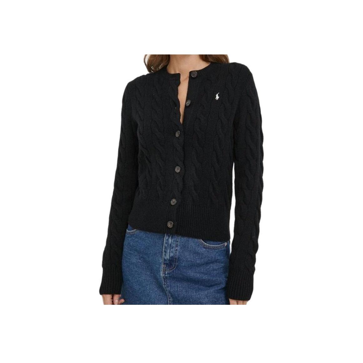 

Polo Ralph Lauren вышитый пони пуговицы однотонный свитер женский свитер черный WMPOSWEN6820418-001 M