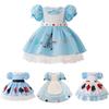 Alice Party Girls Kostüm Wunderland Alice Lolita Dienstmädchen Cartoon Druck Geburtstag Prinzessinnenkleider für Kinder Weihnachten Halloween Gewand