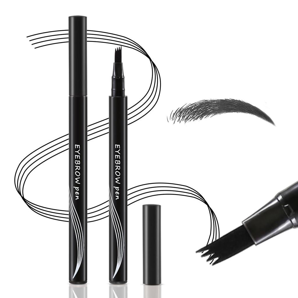 Boobeen Waterproof Eyebrow Pen Microtip Eyebrow Liquid Eyebrow Fork Tip Creates Natural 3D - Pencil, Pen, Eyebrows, Long-Lasting (Black)