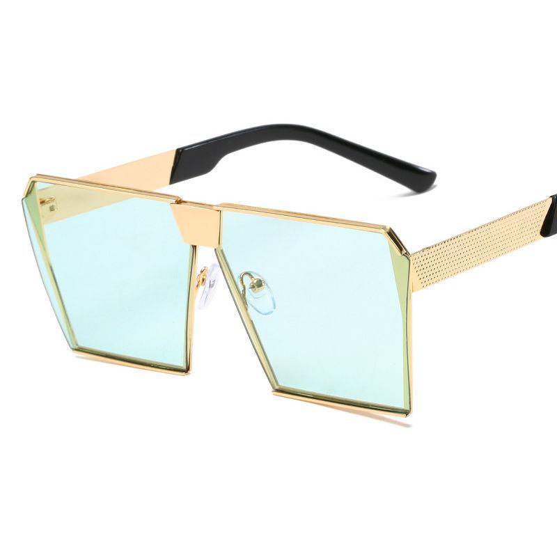 Top Oversized Flat Lens Square Sunglasses Men Women Fashion Metal Large Glasses