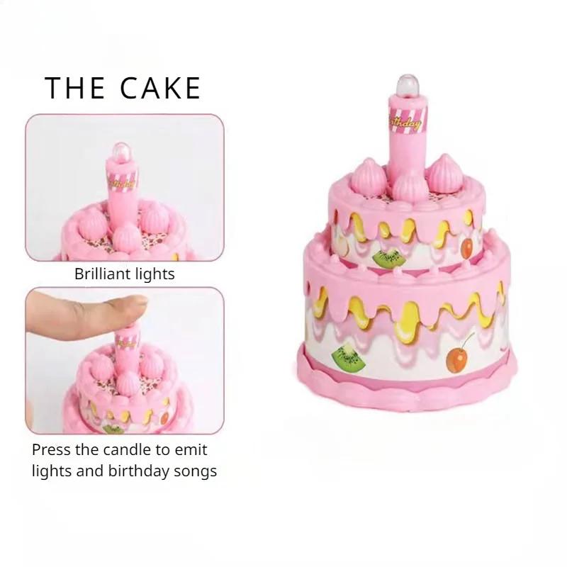 Birthday Cake Plaything With Lights & Music Pretend Play Food Kitchen Plaything Princess Tea Time Plaything Dessert Present For Toddlers Girls Boys