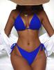 Costum de baie de damă, culoare solidă, sexy, triunghi, cu cravată la spate, bikini, 5 culori