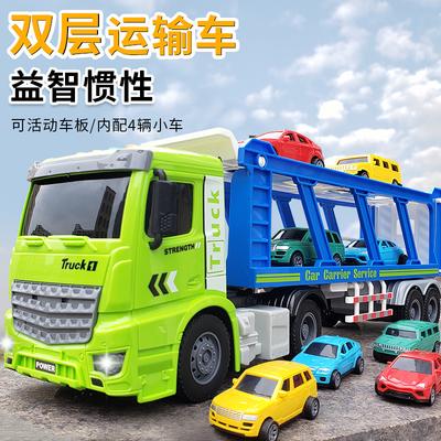 Beleuchtung und Musik Storytelling Puzzle Doppeldecker Transporter Kinder Simulation Großer LKW LKW Baufahrzeug Modell