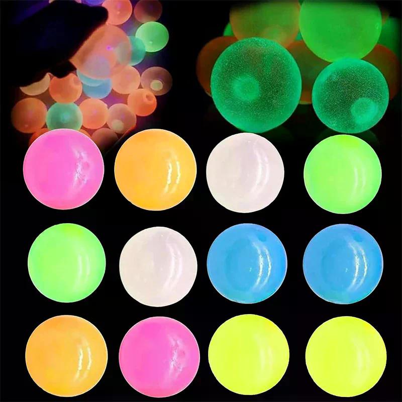 Glow-in-the-Dark Sticky Ceiling Balls 5/10Pcs Sticky Glows Balls Fidget Toys Stress Relief Sensory Toys Wall & Ceiling Decor