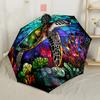 Watercolor Turtle Garden Portable Automatic Umbrella Compact & Durable 8-Rib Design Durable Plastic & Iron for Outdoor Daily Use Fashionable