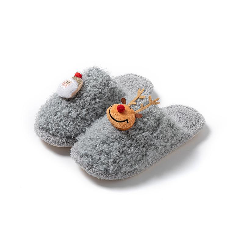 Fashion Women's Christmas Baotou Plush Slippers Women 2025 Autumn Winter New Indoor Cute Flat Bottom Comfortable Soft Sole Home Shoes