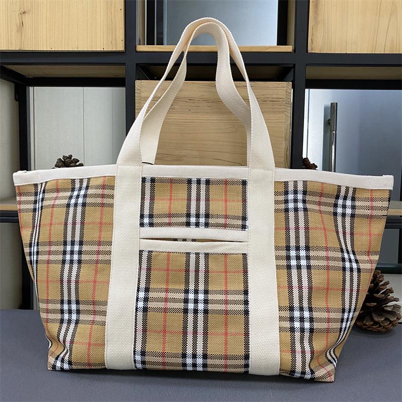 Rakuten Japan Korea Straw Woven Tote Bag with Colored Stripes - Casual Handbag for Shopping