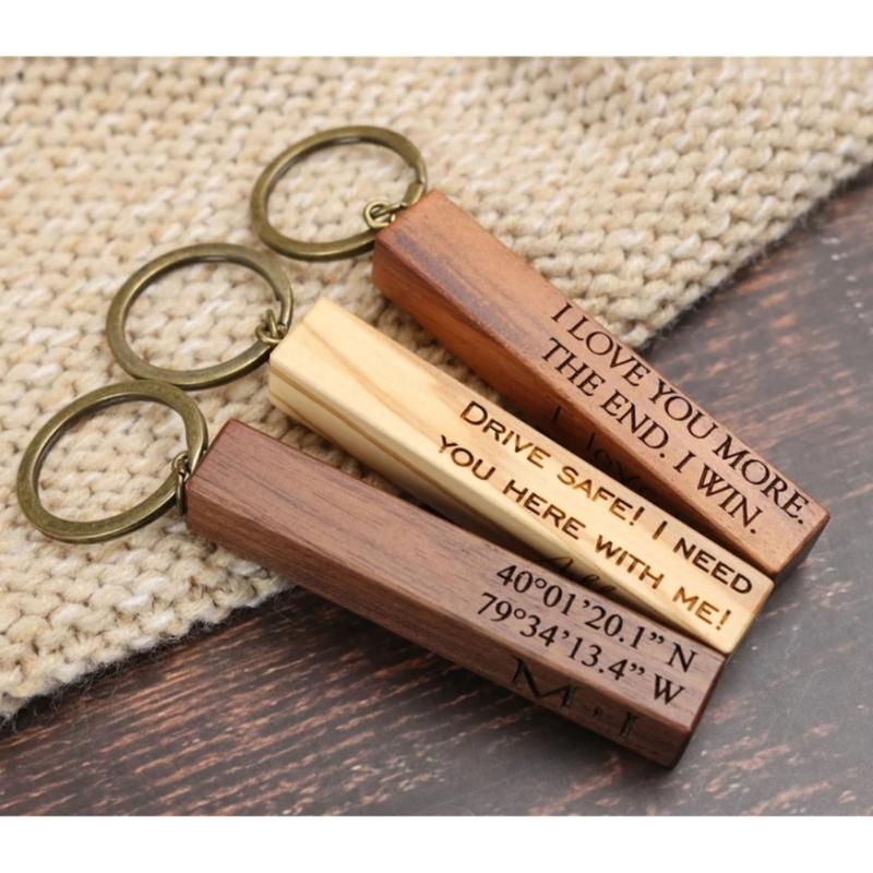Wood Engraving Blanks Rectangle Blank Wood Key Chain Wood Blanks Keychains DIY Gifts Engrave Crafts for Keychains