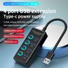 HUB USB3.0/USB2.0 Compatibile Per Windows11/10/8 Mac OS Linux 2.6.14 Splitter USB a 4 Porte Adattatore di Alimentazione Con Interruttore e Luci