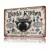 Vintage Witch Kitchen Metal Tin Sign Wall Art Home Decor Halloween Gift