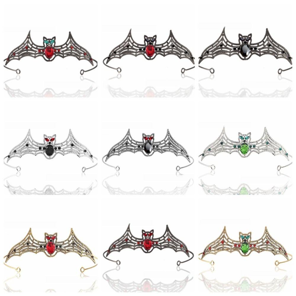 Sparkling Halloween Bat Hairband Metal Halloween Tiara Retro Rhinestone Crowns  Party