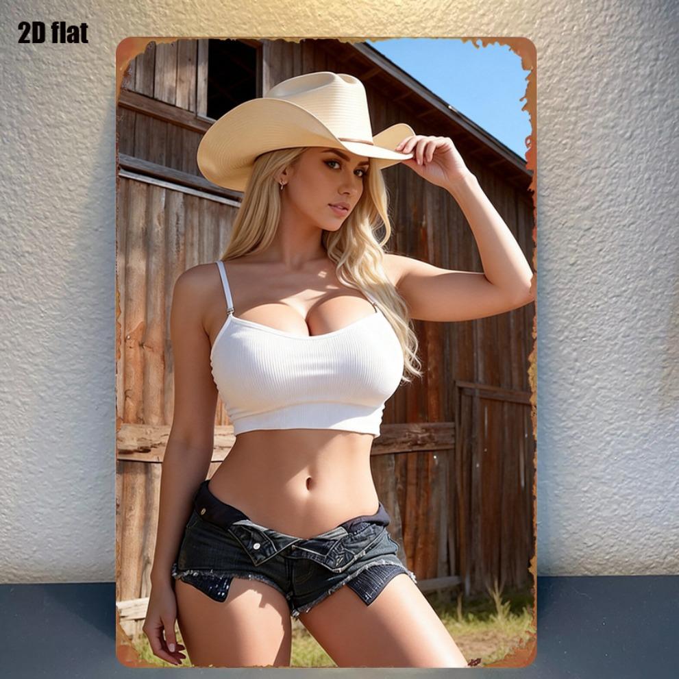 Cowboy Wall Art X Inch Metal Tin Sign Vintage Western Decor for Bedroom Bar Man Cave Easy To Hang