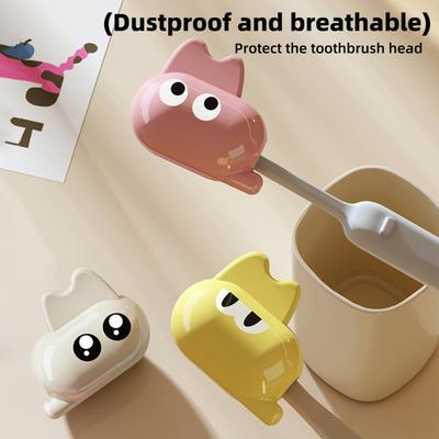 Toothbrush Head Protective Cover Dust-Proof Compact Design Portable Cartoon Cat Shaped Toothbrush Head Holder