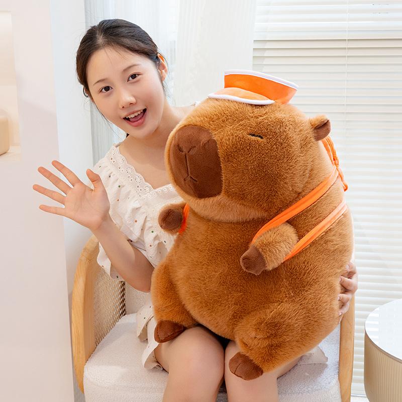 Cute Cartoon Animal Basketball Backpack Capybara Plush Toy Kawaii Stuffed Doll Home Decor Gifts For Kids