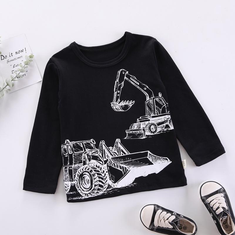 Boys Autumn Winter Cartoon Print Crewneck Sweatshirt Warm Fleece Pullover Top For Kids 90