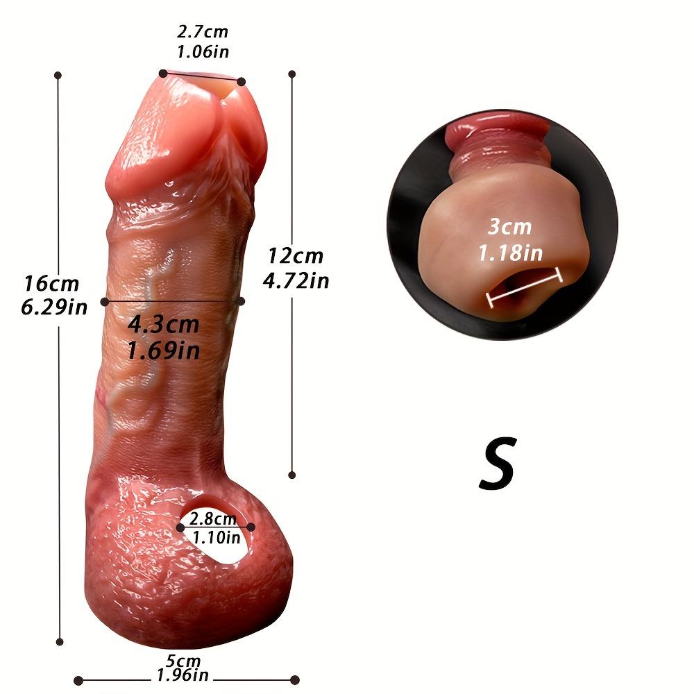 Realistic Silicone Penis Sleeve for Men – Hollow, Reusable Wearable Dildo, Soft Liquid Silicone, Anatomical Detail, No Battery Needed, Adult Toy