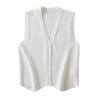 Women Knitting Vest V-Neck Sleeveless Single Breasted Striped Print Vest Wrinkle-Resistant Knitwear Daily Wear