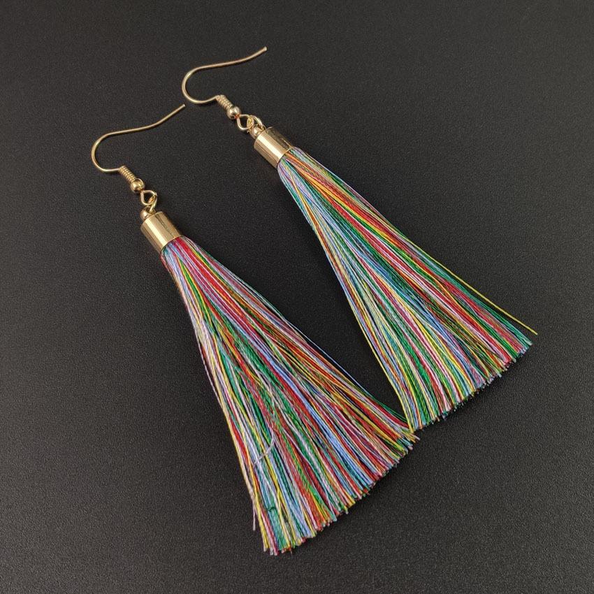 Japanese-Korean Tassel Earrings: Ethnic Long Dangle In Elegant Retro Red for Students