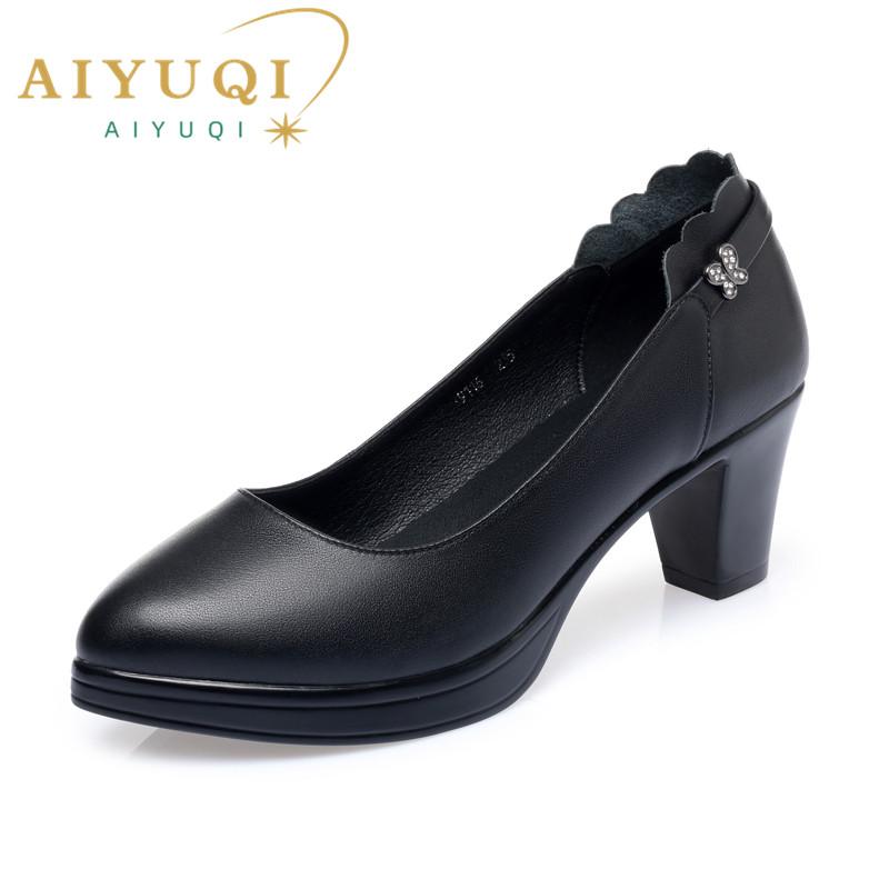 Fashion AIYUQI Women Shoes High-heel New Genuine Leather Women Formal Shoes Large Size 41 42 43 Platform Women's Office Shoes