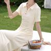 Women's French Summer A-line Polo Collar Waist-Cinching Dress, 2026 Style